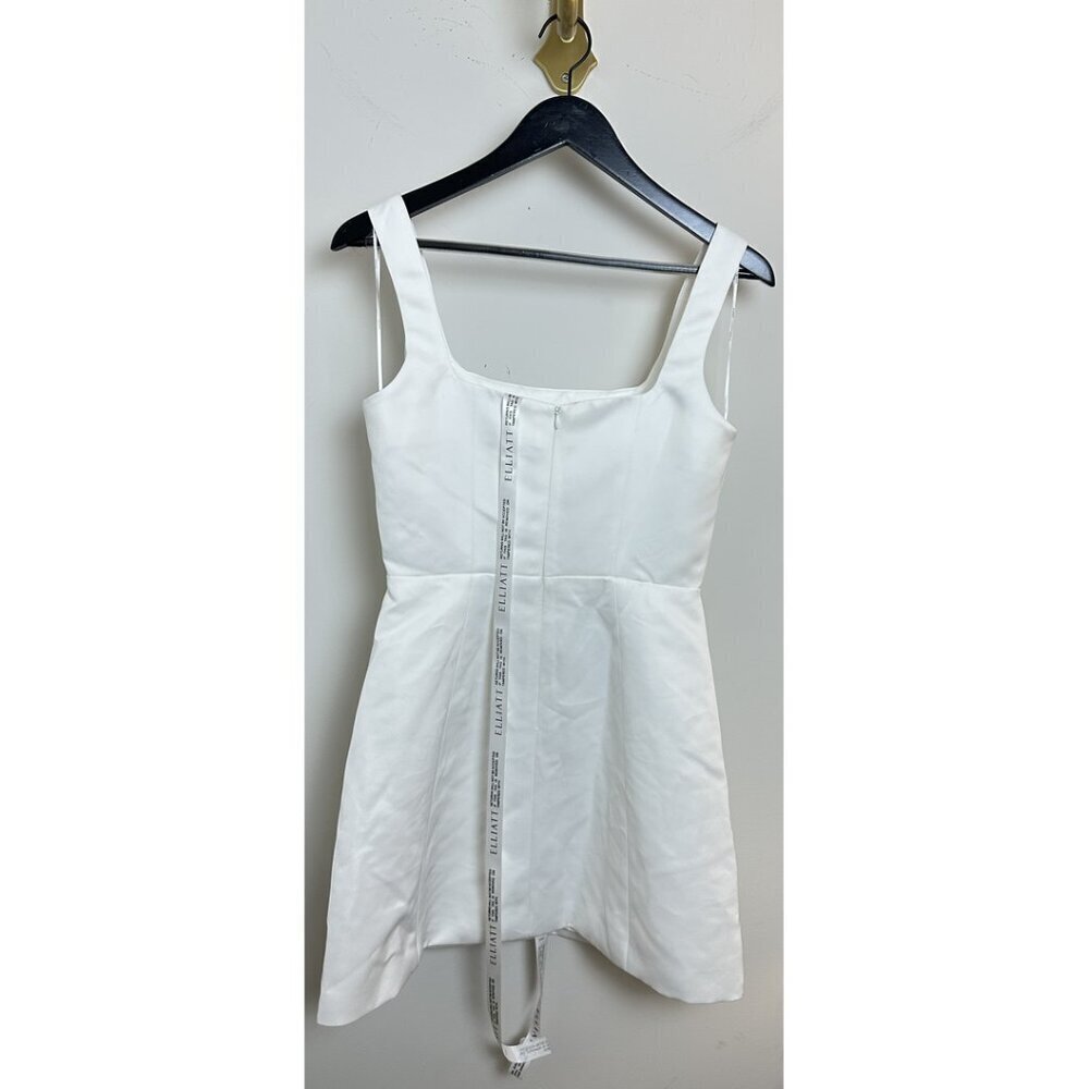 ELLIATT Amelie Square Neck Duchesse Satin Cocktail Minidress in Ivory Small - Picture 7 of 12